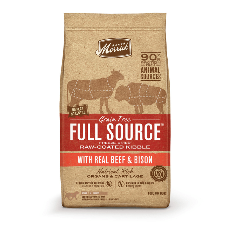 Merrick Full Source Grain Free Raw-Coated Kibble With Real Beef And Bison Recipe Dry Dog Food, 20 Lbs