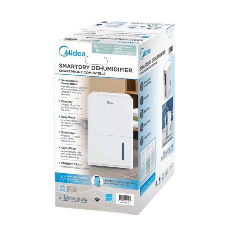 Midea 35-Pint Energy Star Smart Dehumidifier for Very Damp Rooms, White (MAD35S1WWT)