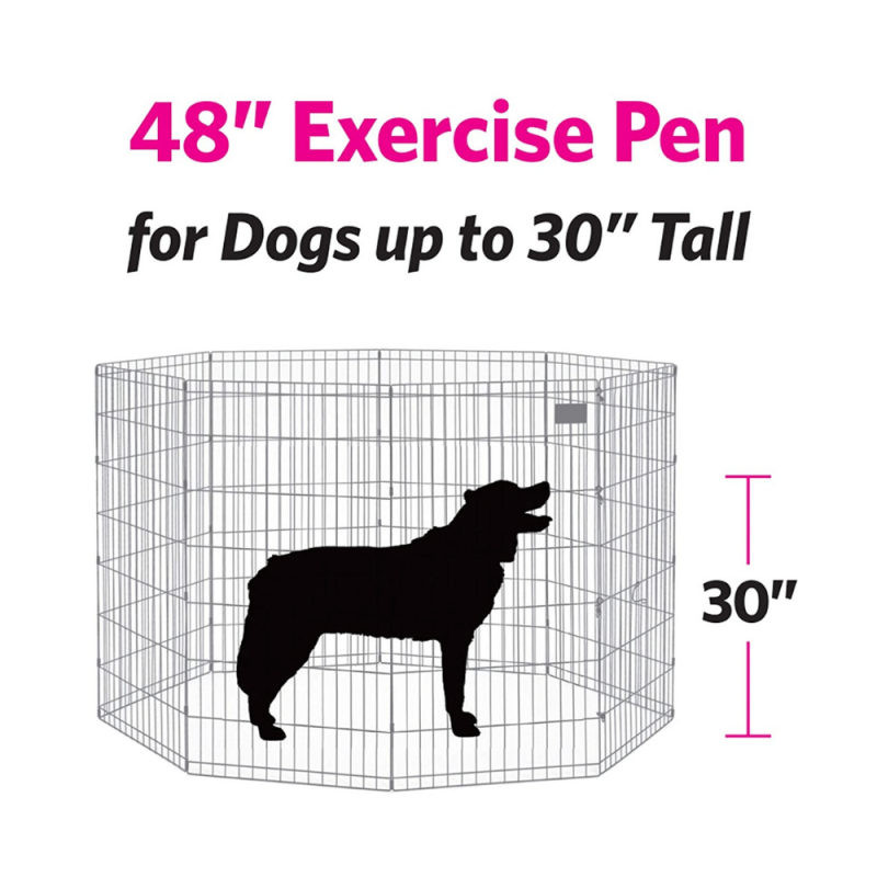 Midwest Homes for Pets Black E-Coat Exercise Pen w/Door for Dogs, 48-Inch Height