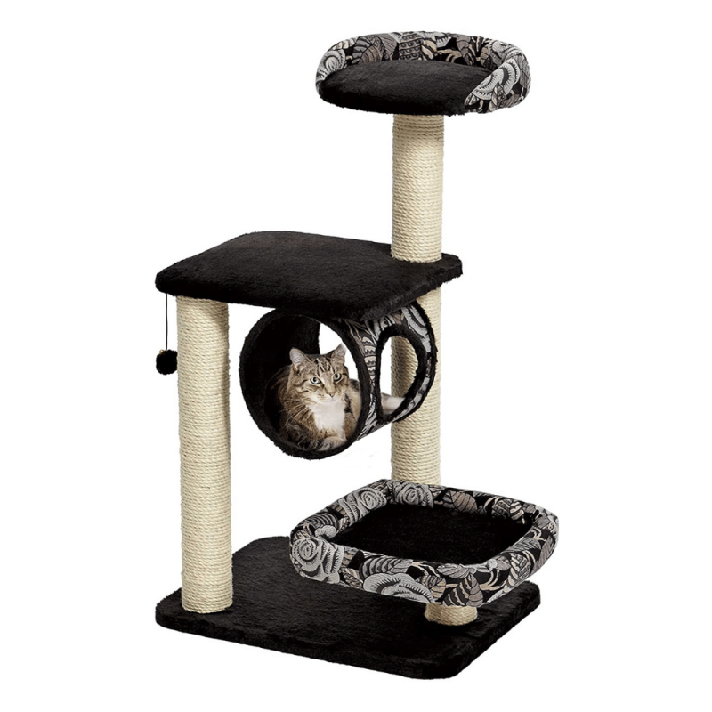 Midwest Homes For Pets Escapade Cat Furniture, Black Pattern, Cat Trees And Cat Scratching, Black/white Floral
