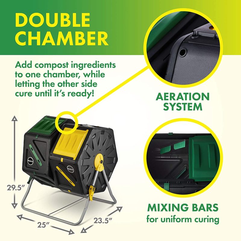 Miracle-Gro Dual Chamber Compost Tumbler, 2 Sliding Doors