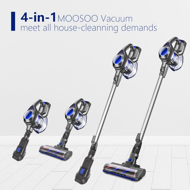 Moosoo Cordless Vacuum 4-In-1 Lightweight Stick Vacuum Cleaner