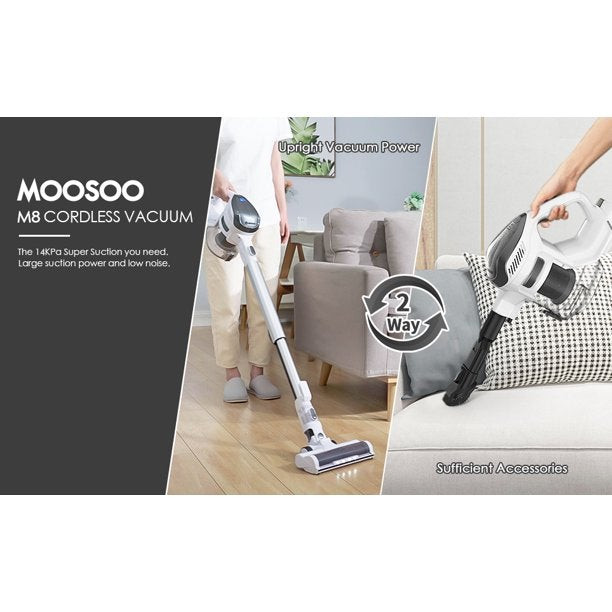 Moosoo M8 4 In 1 Stick Cordless Vacuum Cleaner for Hardwood Floor Pet Hair