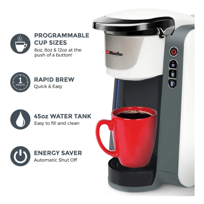 Mueller Austria Single Serve Pod Compatible Coffee Maker Machine, White