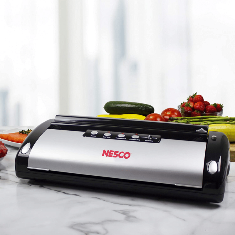Nesco VS-02, Food Vacuum Sealing System with Bag Starter Kit, Black