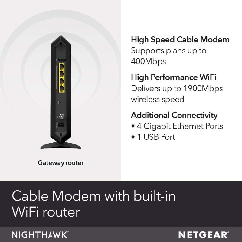 Netgear Nighthawk DOCSIS 3.0 AC1900 Cable Modem Wi-Fi Router