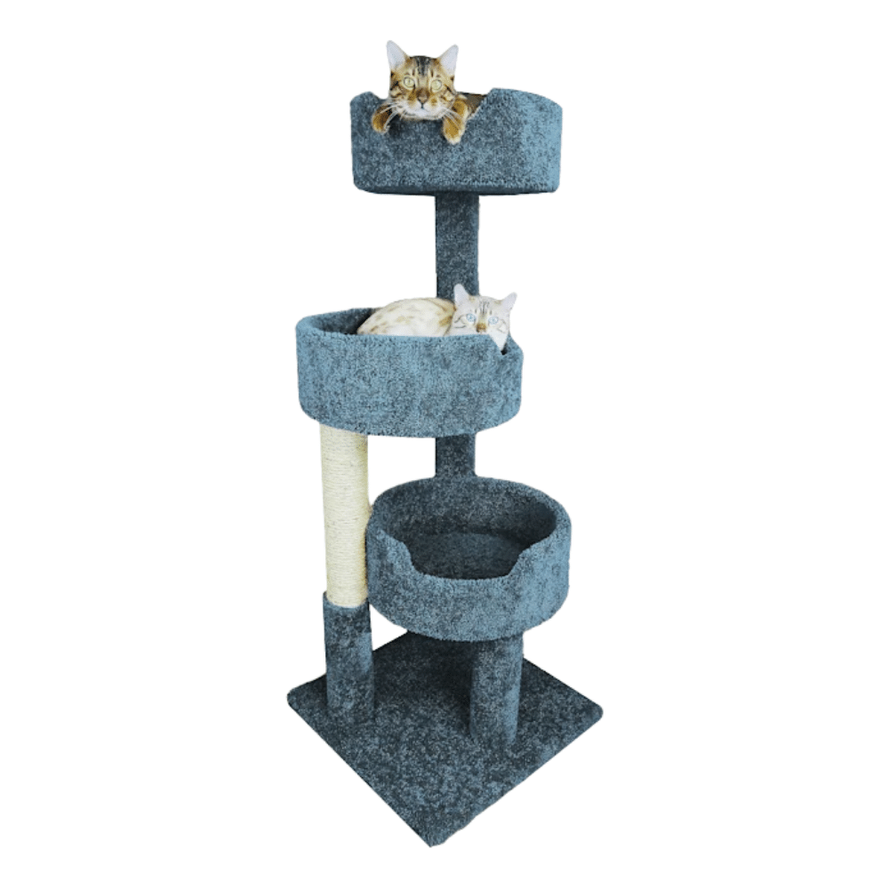 New Cat Condos 3 Level Blue Deluxe Kitty Pad, 52" H