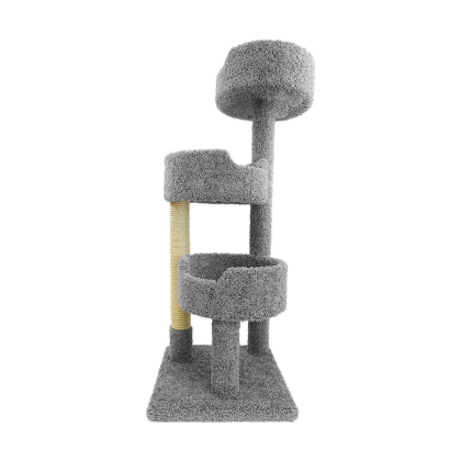 New Cat Condos 3 Level Grey Deluxe Kitty Pad, 52-Inch Height
