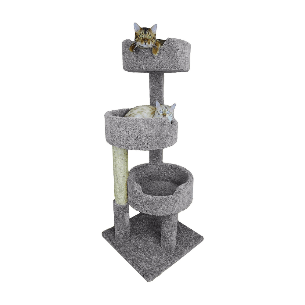 New Cat Condos 3 Level Grey Deluxe Kitty Pad, 52-Inch Height