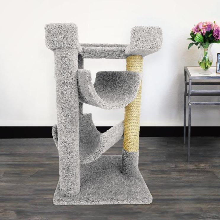 New Cat Condos 3 Level Premier Grey Cat Scratch & Lounge, 32-Inch Height