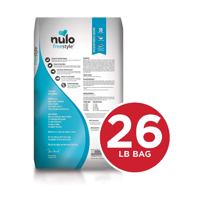 Nulo Adult Dog Food Grain Free, All Natural Dry Pet Kibble, Salmon, 26 Pounds