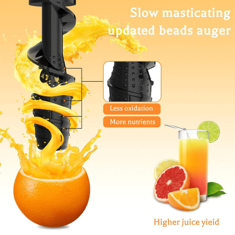 Orfeld Slow Masticating Juicer Extractor with 90% Juice Yield & Pure Juice, Easy to Clean