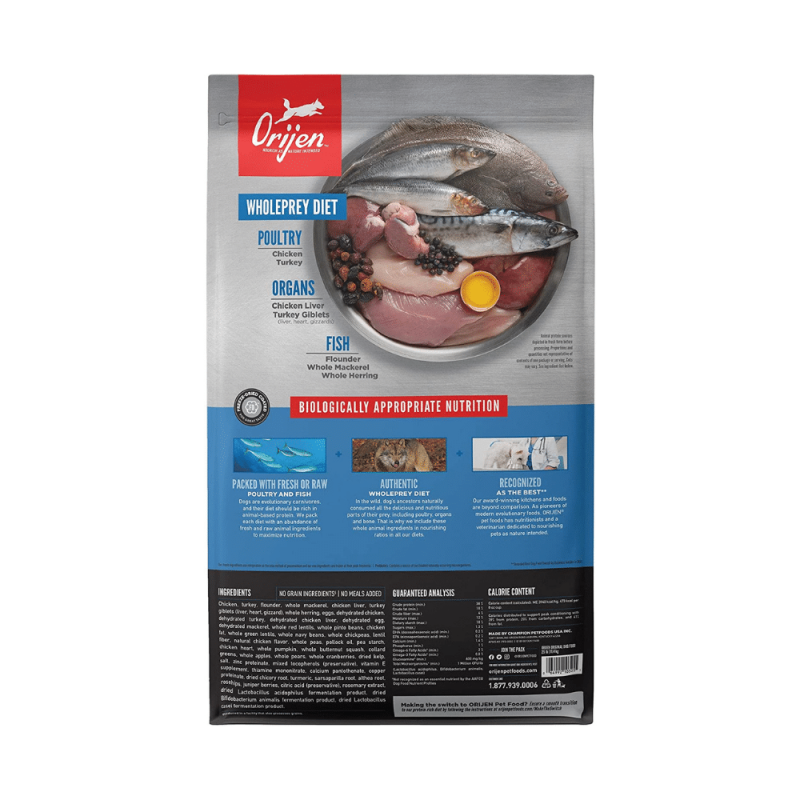 Orijen Original Grain Free High Protein Fresh & Raw Animal Ingredients Dry Dog Food, 25 lbs.