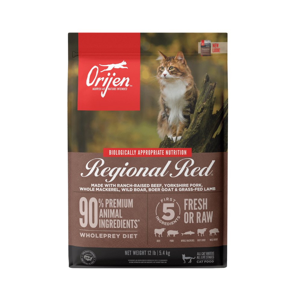 Orijen Grain Free Regional Red Premium High Protein Fresh & Raw Animal Ingredients Dry Cat Food, 12 Lbs
