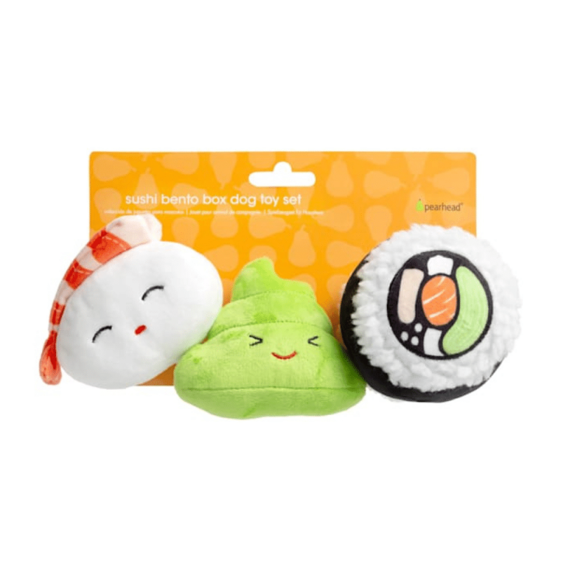 Pearhead Pet Sushi Plush Squeaker Dog Toys, Pack of 3