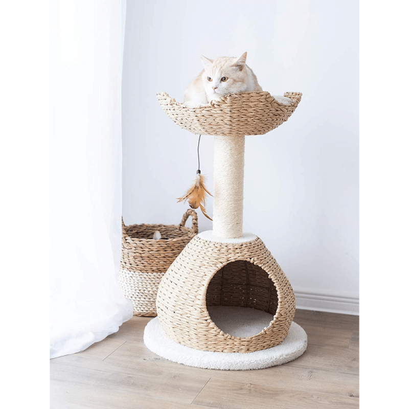 PetPals Group WalkUp Natural Color Cat House With Condo & Perch, 30-Inch Height
