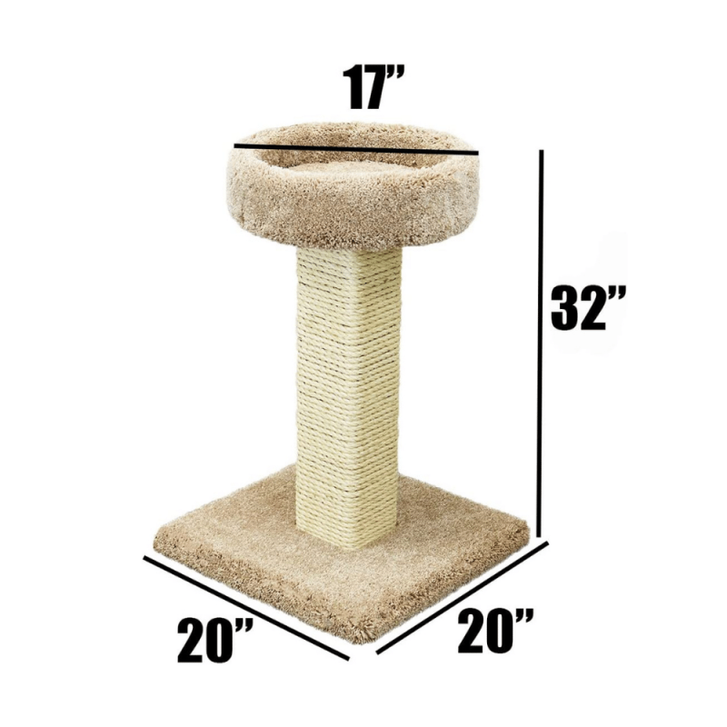 Prestige Cat Trees 1 Level Solid Wood Tan Cat Scratching Post and Sleeper, 32-Inch Height