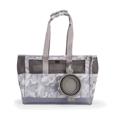 Reddy Grey Camo Canvas Dog Carrier Tote, Small