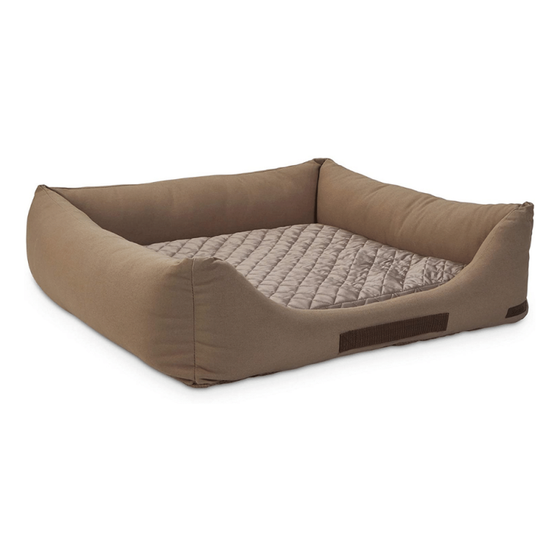 Reddy Tan Canvas Cozy & Cool-Touch Dog Bed, 28" L X 28" W, Small