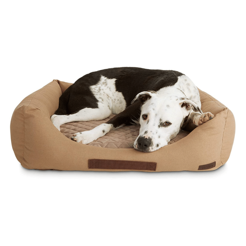 Reddy Tan Canvas Cozy & Cool-Touch Dog Bed, 28" L X 28" W, Small