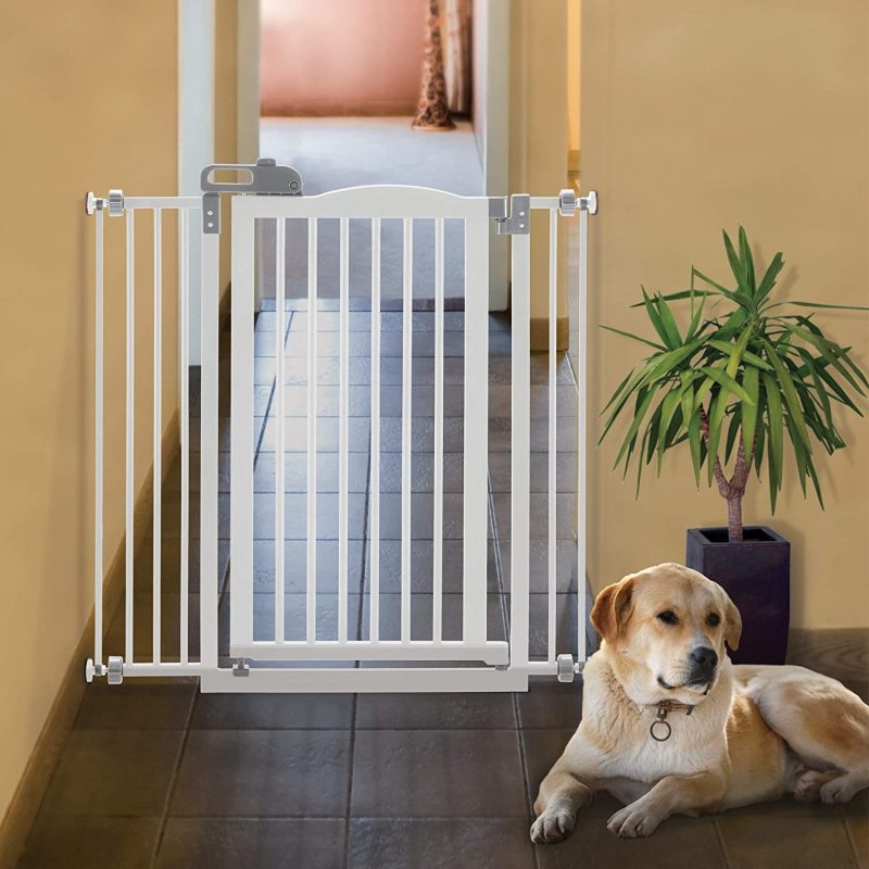 Richell One-Touch White Pet Gate II Wide, 62.8" x 30.5" x 2"