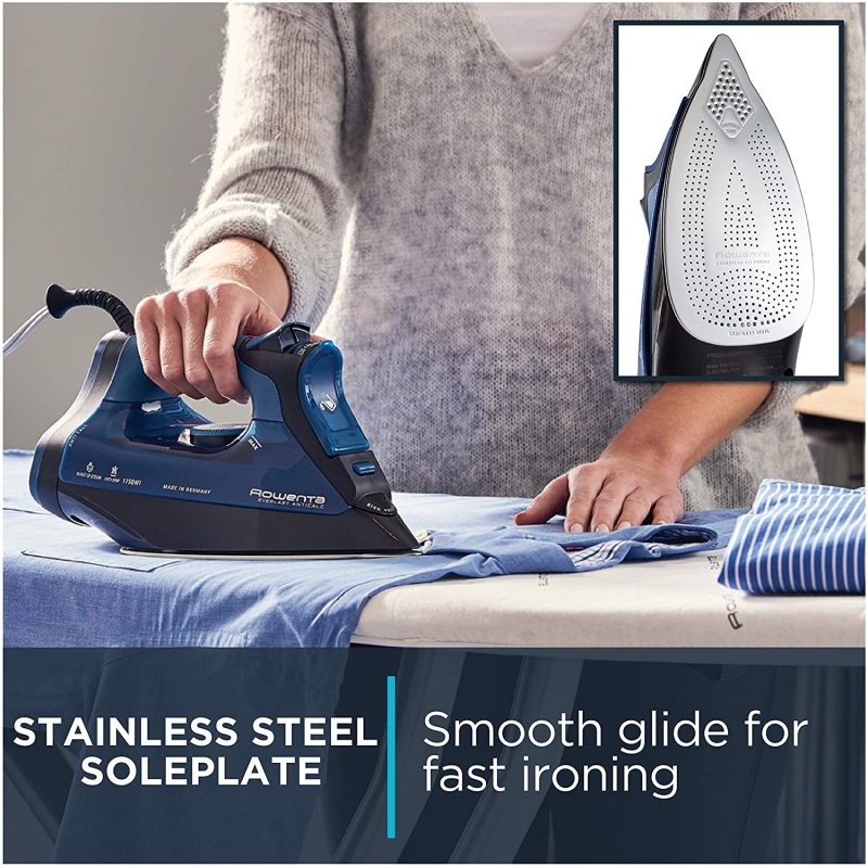 Rowenta DW7180 Everlast Anti-Calc Steam Iron Stainless Steel Soleplate With Auto-Off, 1750W