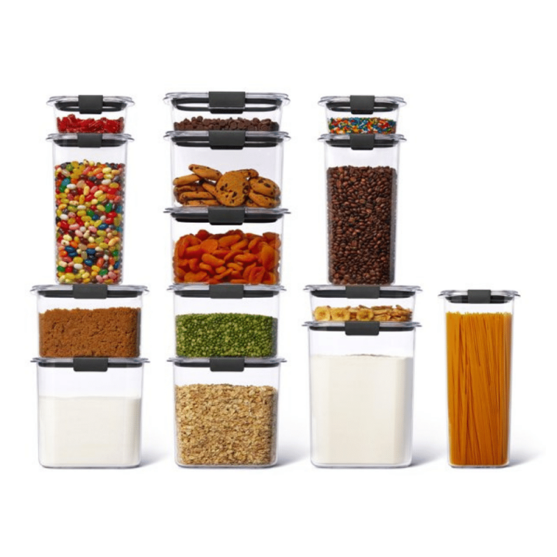 Rubbermaid Brilliance Pantry Organization and Food Storage Set of 14 Containers with Airtight Lids (28 Pieces Total)