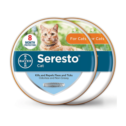 Seresto 2-Pack Flea and Tick Collar for Cats, 8 Months Protection