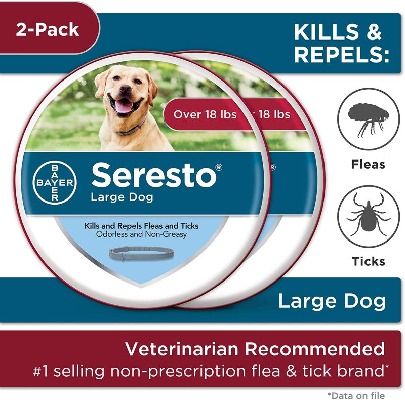Seresto 2-Pack Flea and Tick Collar for Large Dogs, 8 Months Protection