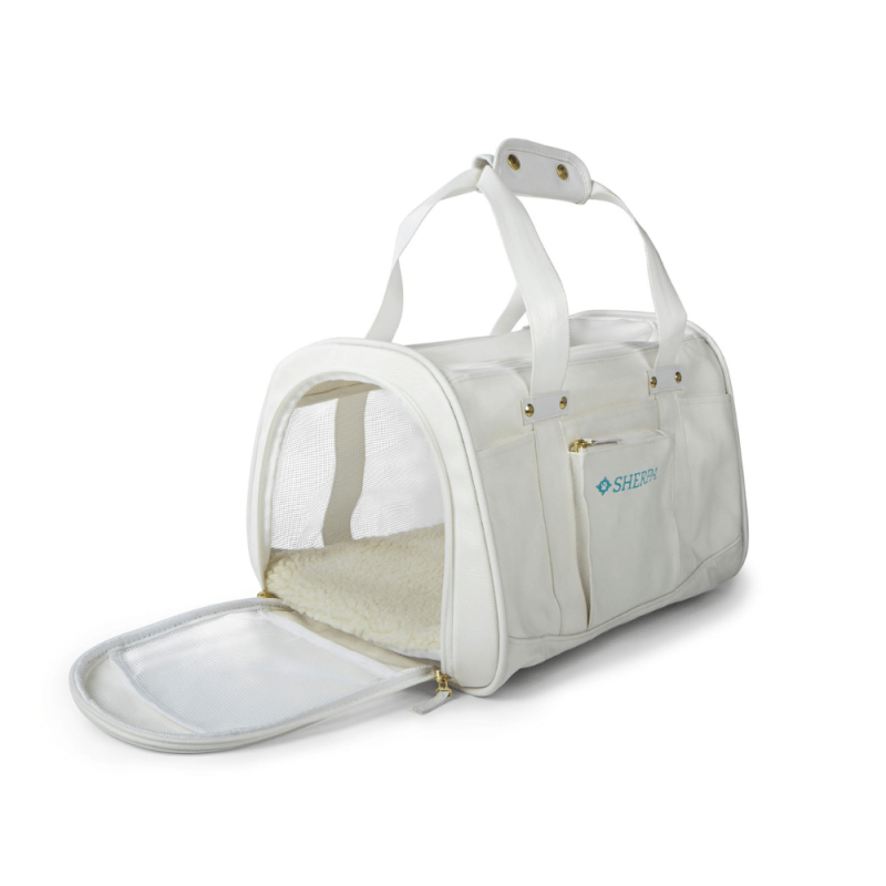 Sherpa Travel Wipe Clean Technology Airline Approved White And Gray Pet Carrier