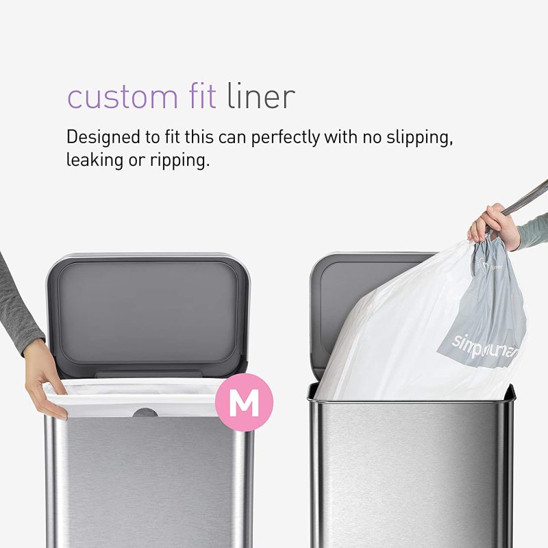 Simplehuman 45 Liter Rectangular Hands-Free Kitchen Step Trash Can With Soft-Close Lid