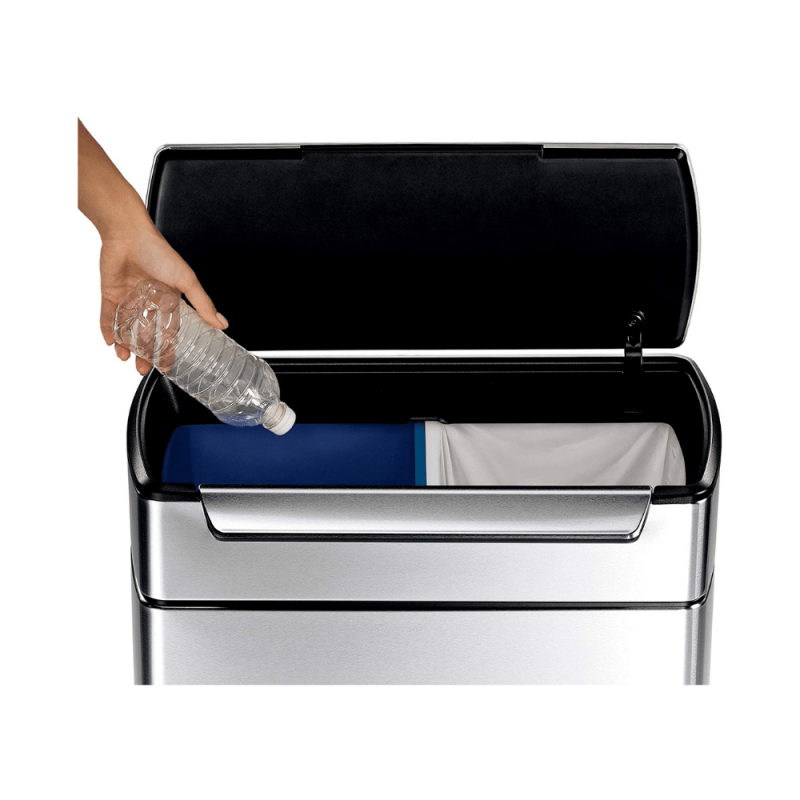 Simplehuman 48Lt Rectangular Touch-Bar Trash Can, Silver