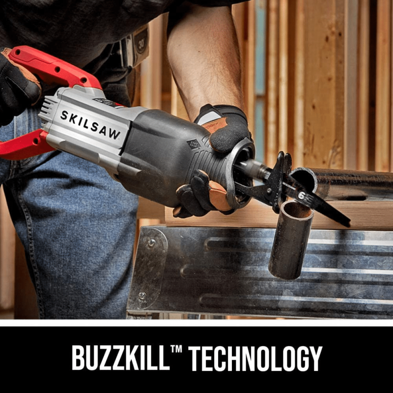 Skilsaw SPT44A-00 13 Amp Reciprocating Saw With Buzzkill Tech, Red