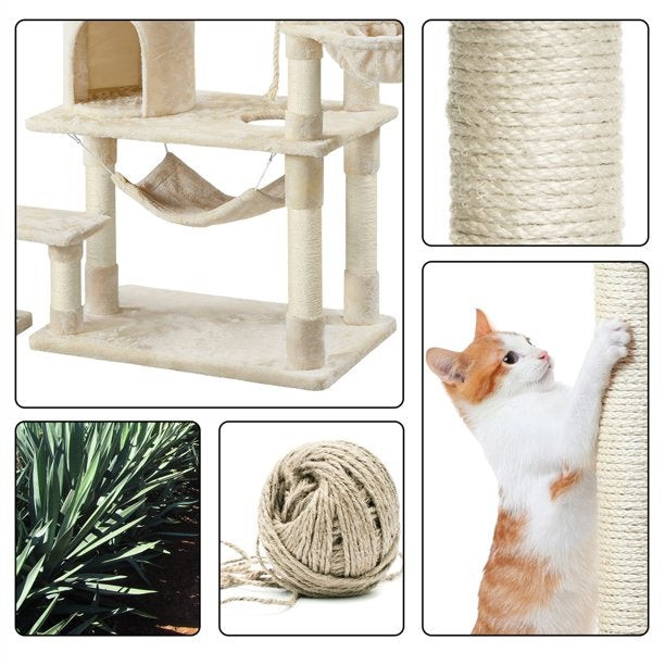 SmileMart Cat Tree with Condo and Scratching Post Tower, 61-Inch