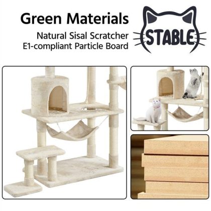 SmileMart Cat Tree with Condo and Scratching Post Tower, 61-Inch