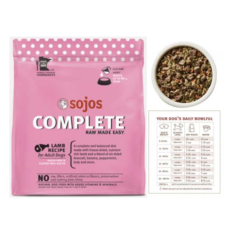 Sojos Complete Adult Grain-Free Lamb Recipe Freeze-Dried Raw Dog Food, 7 Pounds