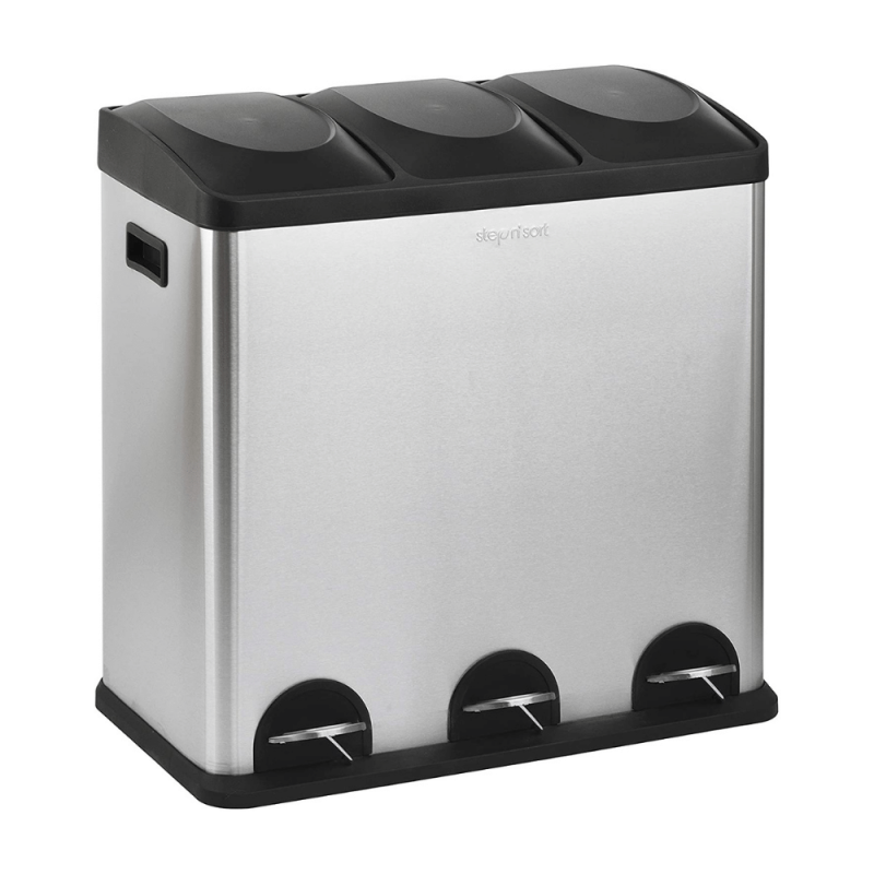 Step N' Sort 3-Compartment Trash and Recycling Bin, 16 Gallons