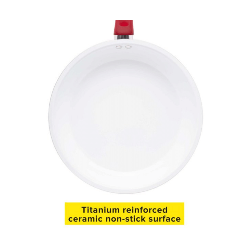 Tasty 24 Piece Titanium Ceramic Non-Stick Cookware Set, Dishwasher Safe, Red