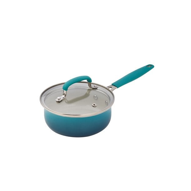 The Pioneer Woman 25 Pieces Ceramic Nonstick Aluminum Cookware Set, Ombre Teal