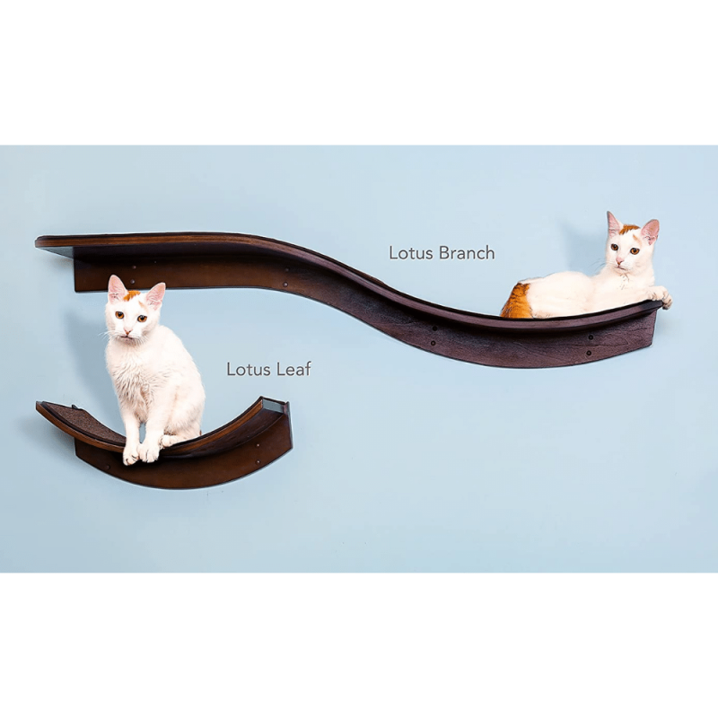 The Refined Feline Lotus Leaf Cat Shelf in Brown, Medium