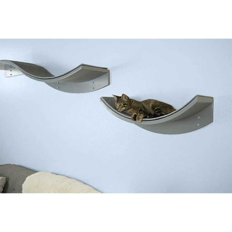 The Refined Feline Lotus Leaf Cat Shelf In Smoke, 9" H