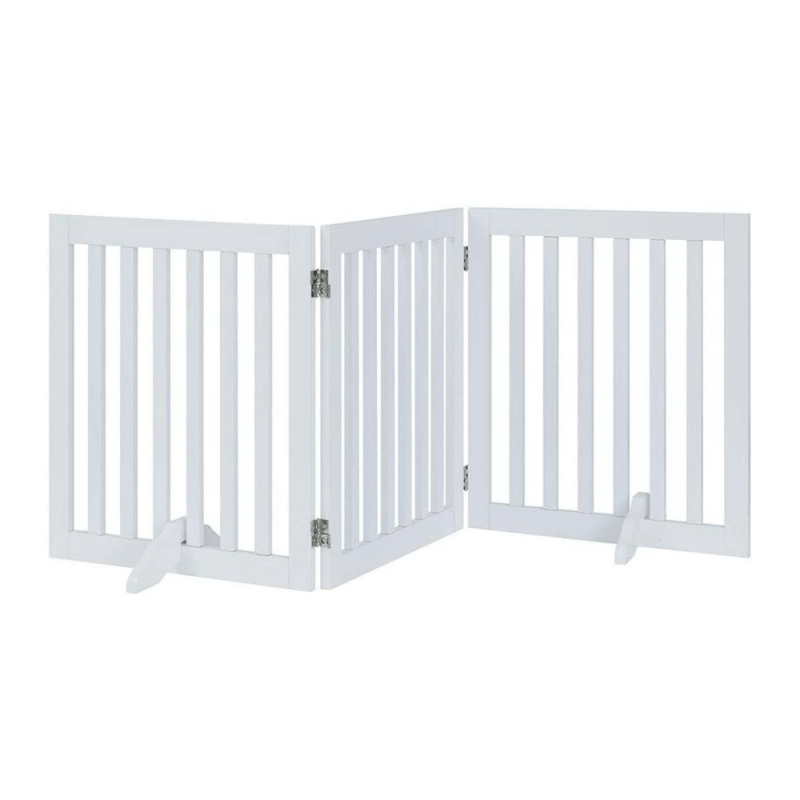 unipaws Freestanding Wooden Dog Gate, White, Indoor Use Only