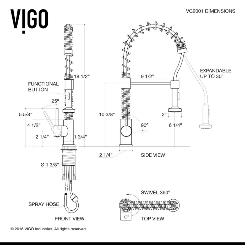 Vigo Pull-Out Spray Kitchen Faucet, Chrome Finish