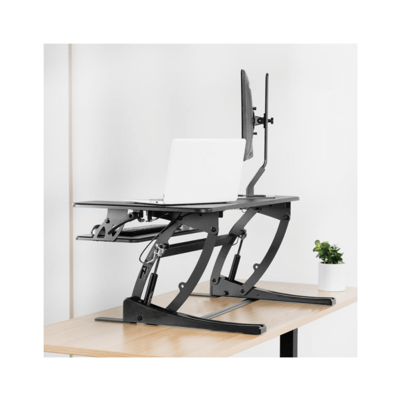 Vivo Black Height Adjustable 36 Inch Standing Desk Monitor Riser Tabletop Sit to Stand