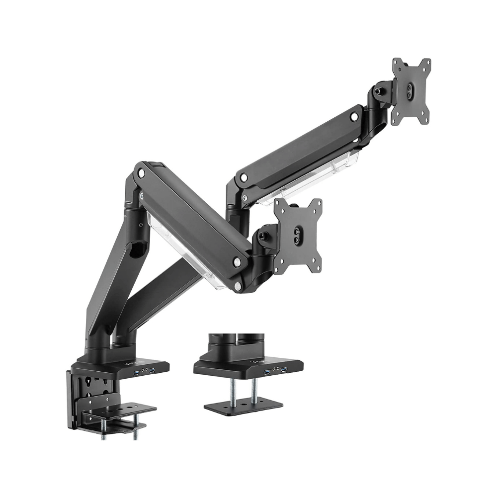 Vivo Premium Dual Monitor Pneumatic Spring Arms Desk Mount Stand with USB 3.0