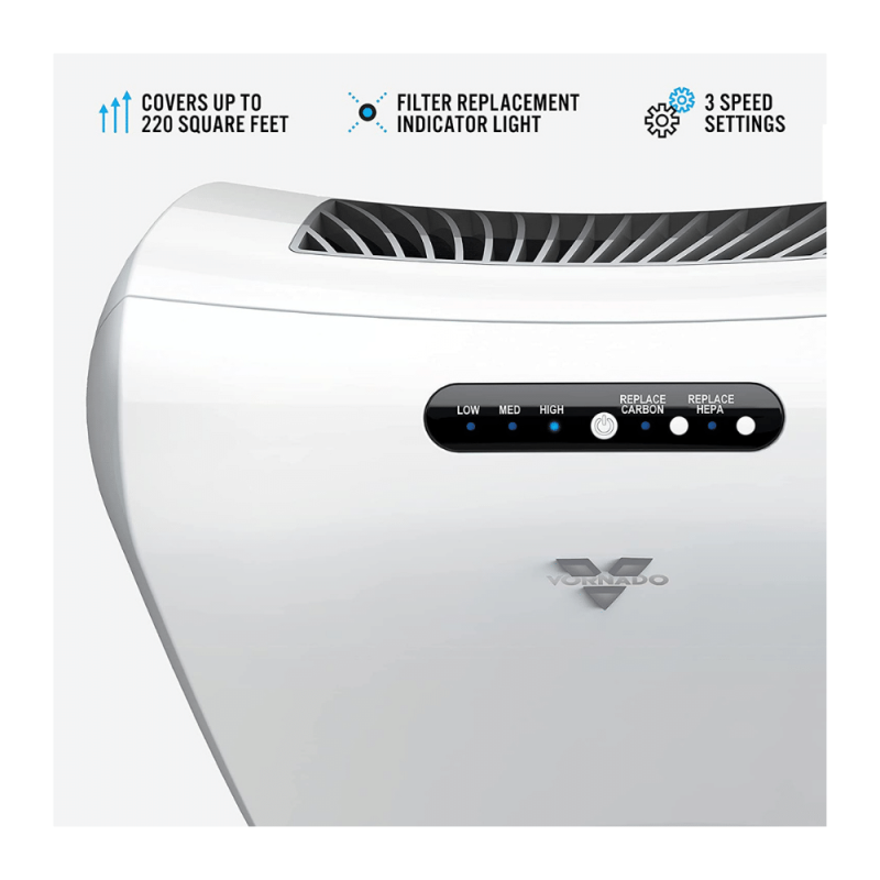 Vornado AC350 Air Purifier With True HEPA Filter, Ice White