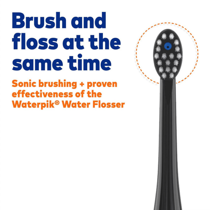 Waterpik Sonic-Fusion 2.0 Flossing Toothbrush with Water Flosser + 5 Replacement Brush Heads, Black