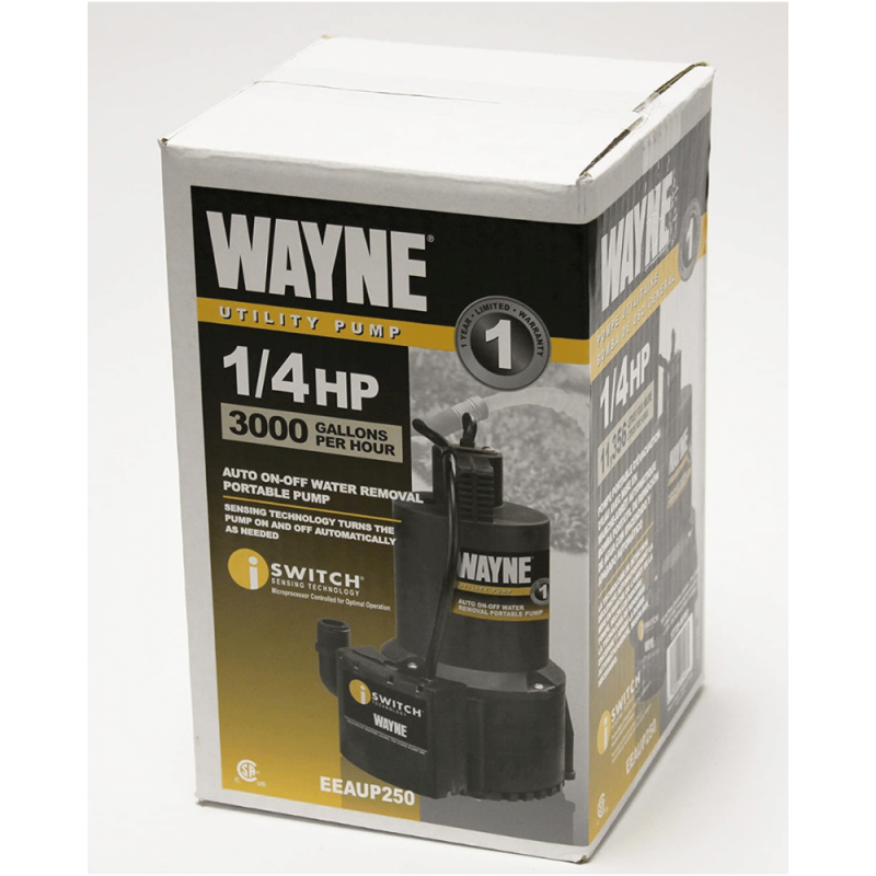 Wayne 57729-WYN1 EEAUP250 1/4 HP Automatic ON/OFF Electric Water Removal Pump, Black