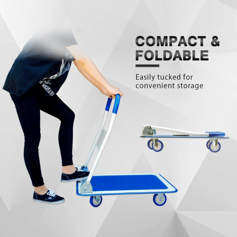 Wellmax Push Cart Dolly, Moving Platform Hand Truck With 360 Degree Swivel Wheels