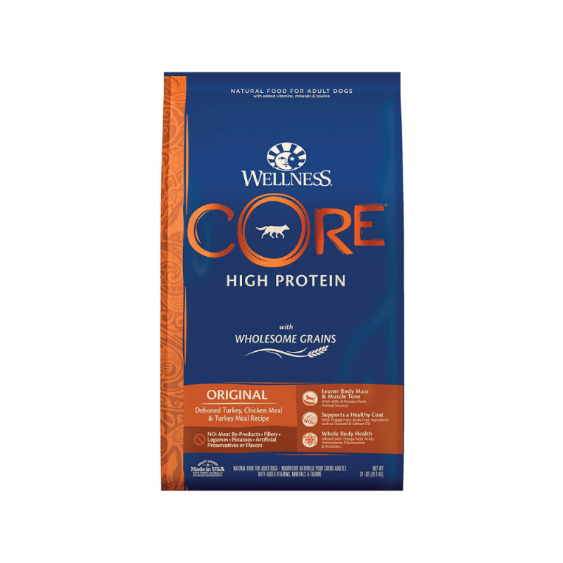 Wellness Core Dry Dog Food With Wholesome Grains, High Protein Dog Food, Original Recipe